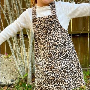 Leopard print overalls and dark jean overalls! (Shirt not included)